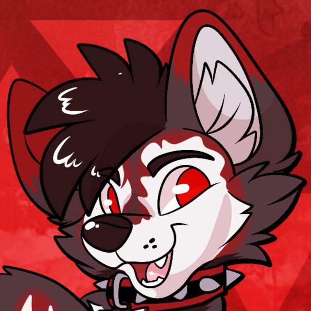 Digital art of an anthropomorphic black, white and red dog